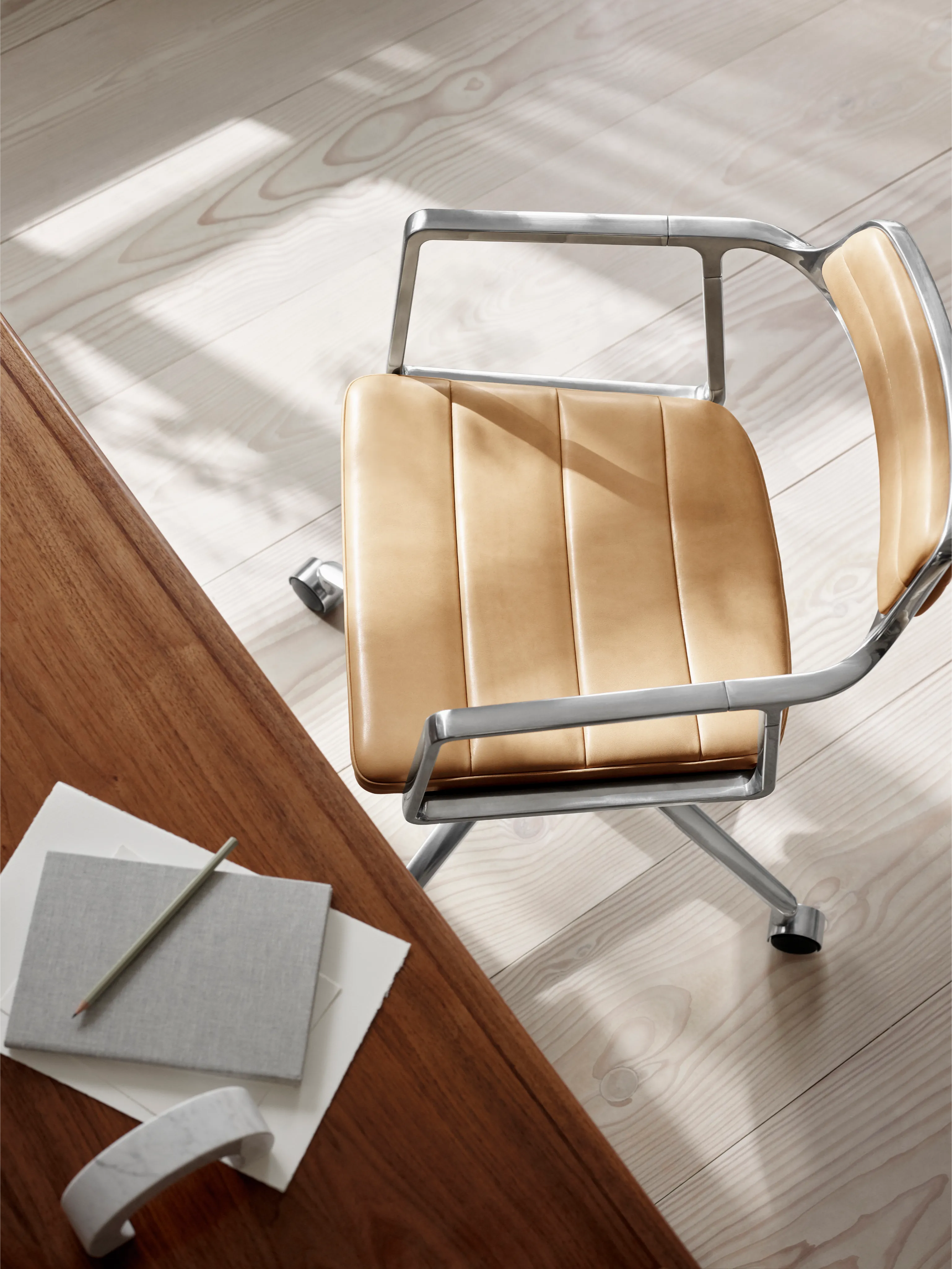 Swivel Chair 452 Leather Fabric Aluminium Castors Gliders Black Brown By Vipp 29 For Donzelli